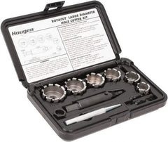 Hougen - 9 Piece, 7/8 to 1-1/2" Cutter Diam, 1/2" Cutting Depth, High Speed Steel Annular Cutter Set - Bright Finish, 1/2" Shank Diam, 7/8, 1, 1-1/8, 1-1/4, 1-3/8, 1-1/2" Cutter Diams - Makers Industrial Supply