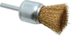 Value Collection - 1-1/4" Brush Diam, Crimped, End Brush - 1/4" Diam Shank, 4,500 Max RPM - Makers Industrial Supply