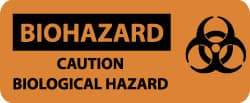 NMC - "Biohazard - Caution - Biological Hazard", 7" Long x 17" Wide, Pressure-Sensitive Vinyl Safety Sign - Rectangle, 0.004" Thick, Use for Hazardous Materials - Makers Industrial Supply