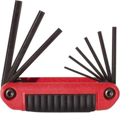 Eklind - 9 Piece Fold-Up Hex Key Set - Hex Range 5/64 to 1/4", 4-1/2" OAL, Chrome Alloy Steel - Makers Industrial Supply