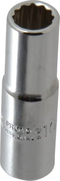 Proto - 3/8" Drive, Deep Hand Socket - 12 Points, 2-1/8" OAL, Chrome Finish - Makers Industrial Supply