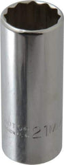 Proto - 3/8" Drive, Deep Hand Socket - 12 Points, 2-3/4" OAL, Chrome Vanadium, Chrome Finish - Makers Industrial Supply