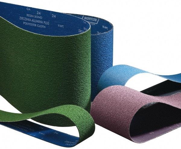 Norton - 3" Wide x 132" OAL, 36 Grit, Ceramic Abrasive Belt - Ceramic, Very Coarse, Coated, Y Weighted Cloth Backing, Series R981 - Makers Industrial Supply