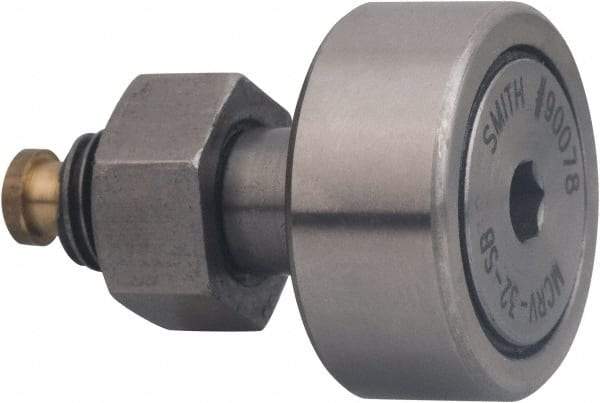 Accurate Bushing - 32mm Roller Diam x 14mm Width, 12mm Stud Diam x 25mm Length, Sealed Stud Cam Follower with Hex - Carbon Steel, 13mm Thread Length, M12 x 1.5 Thread, 40mm OAL, 12,200 N Dynamic Cap, 19,000 N Static Cap - Makers Industrial Supply