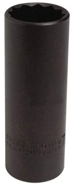 Proto - 7/8", 1/2" Drive, Deep Hand Socket - 12 Points, 3-1/4" OAL, Alloy Steel, Black Finish - Makers Industrial Supply