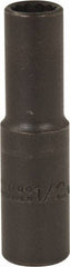 Proto - 1/2", 1/2" Drive, Deep Hand Socket - 12 Points, 3-1/4" OAL, Alloy Steel, Black Finish - Makers Industrial Supply