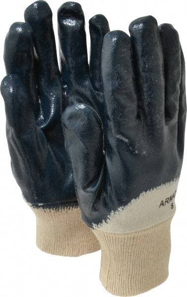 PRO-SAFE - Size S (7) Nitrile Coated Jersey General Protection Work Gloves - For General Purpose, Palm & Fingers Coated, Knit Wrist Cuff, Full Fingered, Blue, Paired - Makers Industrial Supply