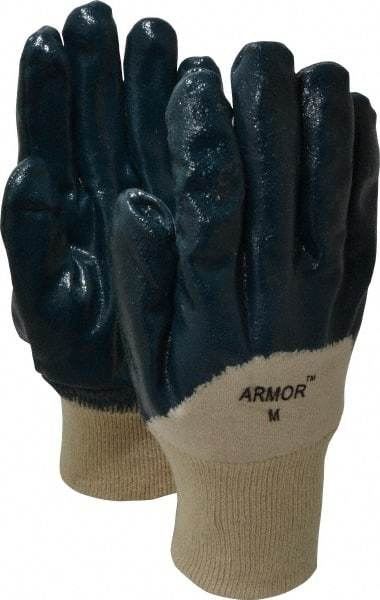 PRO-SAFE - Size M (8) Nitrile Coated Jersey General Protection Work Gloves - For General Purpose, Palm & Fingers Coated, Knit Wrist Cuff, Full Fingered, Blue, Paired - Makers Industrial Supply