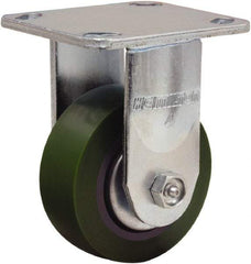 Hamilton - 4" Diam x 1-1/2" Wide x 5-5/8" OAH Top Plate Mount Rigid Caster - Polyurethane Mold onto Cast Iron Center, 675 Lb Capacity, Straight Roller Bearing, 4 x 4-1/2" Plate - Makers Industrial Supply