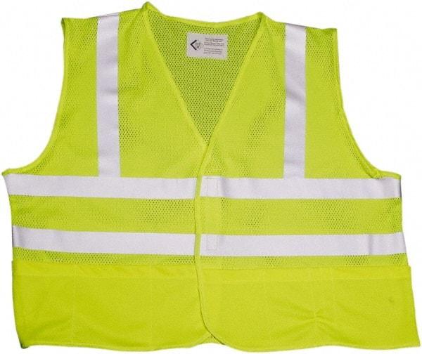 Ability One - High Visibility Vest - CL2 YLW/LIME/SLVR LRG FRONT CLOSE SAFETY VEST - Makers Industrial Supply