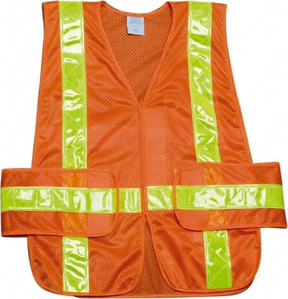 Ability One - High Visibility Vest - CL2 ORG/YLW UNIV FRONT CLOSE SAFETY VEST - Makers Industrial Supply