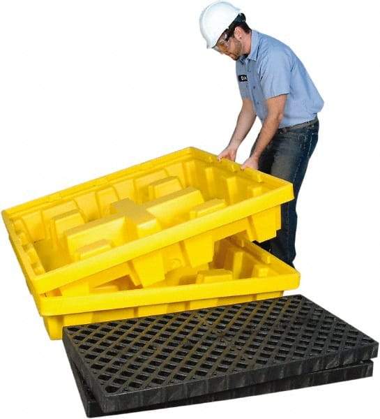 UltraTech - 66 Gal Sump, 6,000 Lb Capacity, 4 Drum, Polyethylene Spill Deck or Pallet - 51" Long x 51" Wide x 10" High, Liftable Fork, Low Profile, 2 x 4 Drum Configuration - Makers Industrial Supply