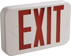 Cooper Lighting - 1 and 2 Face, 3 Watt, White, Thermoplastic, LED, Illuminated Exit Sign - 120/277 VAC, Nickel Cadmium, Ceiling Mounted, End Mounted, Wall Mounted, 11-11/16 Inch Long x 1-3/4 Inch Wide x 7-1/2 Inch High - Makers Industrial Supply