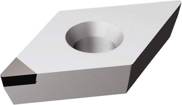 Sandvik Coromant - DCMW32.52 FP Grade CD05 Polycrystalline Diamond (PCD) Turning Insert - Uncoated, 55° Diamond, 3/8" Inscr Circle, 5/32" Thick, 1/32" Corner Radius - Makers Industrial Supply