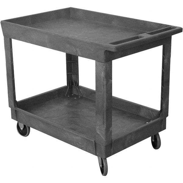 Wesco Industrial Products - 500 Lb Capacity, 25-1/2" Wide x 40-1/4" Long x 32-1/2" High Service Cart - 2 Shelf, Plastic, TPR Casters - Makers Industrial Supply