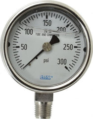 Wika - 2-1/2" Dial, 1/4 Thread, 0-300 Scale Range, Pressure Gauge - Lower Connection Mount, Accurate to 2-1-2% of Scale - Makers Industrial Supply