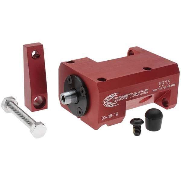 De-Sta-Co - 90 Lb Clamping Force, Right Hand Swing, 31.75mm Total Stroke, Single-Acting Pneumatic Swing Clamp - 1/8 NPT Port, 104.39mm Body Length x 38.1mm Body Width, 2.01 Cu In (Clamp), 2.26 Cu In (Unclamp), 130 Max psi - Makers Industrial Supply