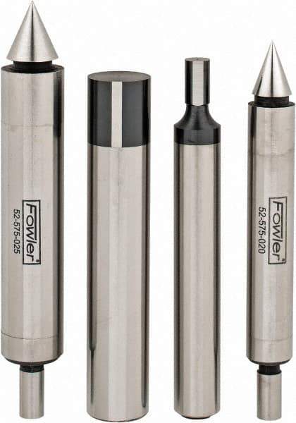 Fowler - 3/8 Inch Shank Diameter, 0.0002 Inch Accuracy, Double, Single End, Edge Finder Set - 0.5 Inch Head Diameter, Conical, Cylindrical Head Type, Includes 4 Attachments, Wooden Case, 4 Pieces - Makers Industrial Supply