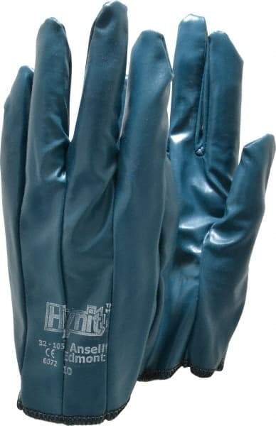 Ansell - Size XL (10) Nitrile Coated Interlock Knit General Protection Work Gloves - For General Purpose, Fully Coated, Slip-On Cuff, Full Fingered, Blue, Paired - Makers Industrial Supply