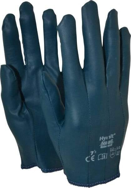 Ansell - Nitrile Coated Interlock Knit General Protection Work Gloves - For General Purpose, Fully Coated, Slip-On Cuff, Full Fingered, Blue, Paired - Makers Industrial Supply