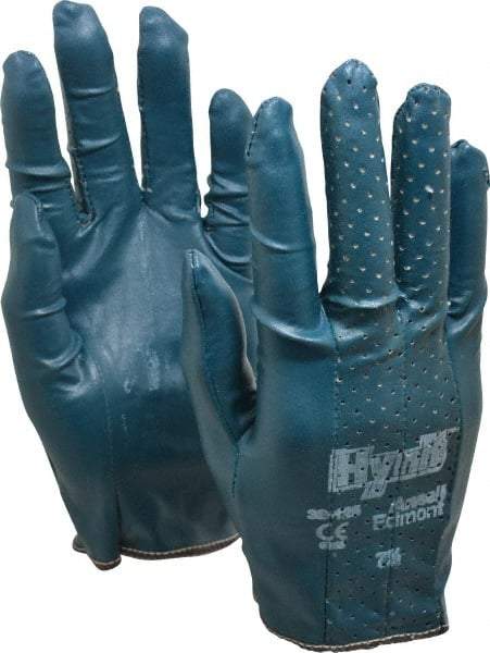 Ansell - Nitrile Coated Interlock Knit General Protection Work Gloves - For General Purpose, Fully Coated, Slip-On Cuff, Full Fingered, Blue, Paired - Makers Industrial Supply