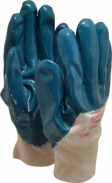 Ansell - Size L (9) Nitrile Coated Jersey General Protection Work Gloves - For General Purpose, Palm & Fingers Coated, Knit Wrist Cuff, Full Fingered, Blue, Paired - Makers Industrial Supply