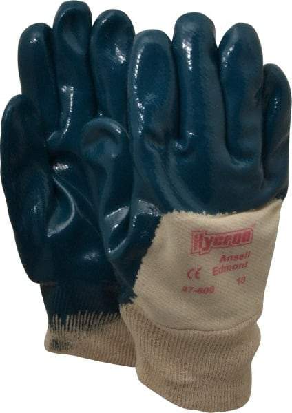 Ansell - Size XL (10) Nitrile Coated Jersey General Protection Work Gloves - For General Purpose, Palm & Fingers Coated, Knit Wrist Cuff, Full Fingered, Blue, Paired - Makers Industrial Supply