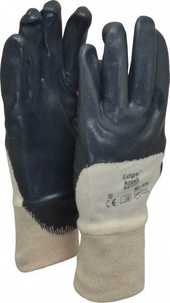 Ansell - Size M (8) Nitrile Coated Interlock Knit General Protection Work Gloves - For General Purpose, Palm & Fingers Coated, Knit Wrist Cuff, Full Fingered, Gray/White, Paired - Makers Industrial Supply