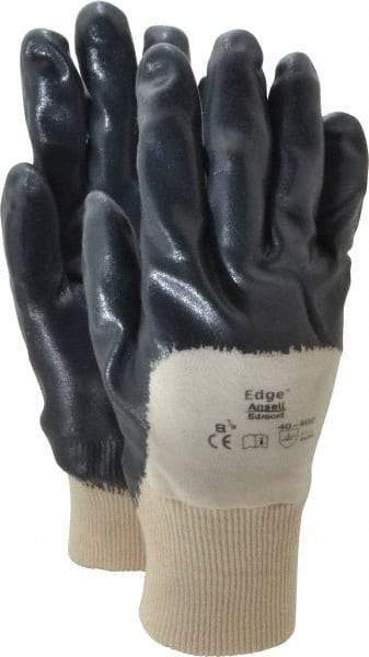 Ansell - Size M/L (8.5) Nitrile Coated Interlock Knit General Protection Work Gloves - For General Purpose, Palm & Fingers Coated, Knit Wrist Cuff, Full Fingered, Gray/White, Paired - Makers Industrial Supply