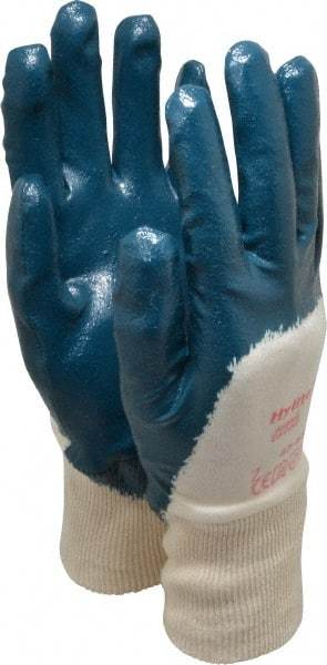 Ansell - Size S Nitrile Coated Interlock Knit General Protection Work Gloves - For General Purpose, Palm & Fingers Coated, Knit Wrist Cuff, Full Fingered, White/Blue, Paired - Makers Industrial Supply