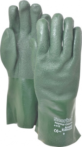 Ansell - Size L (9), 12" Long, 70 mil Thick, Supported, PVC Chemical Resistant Gloves - Makers Industrial Supply