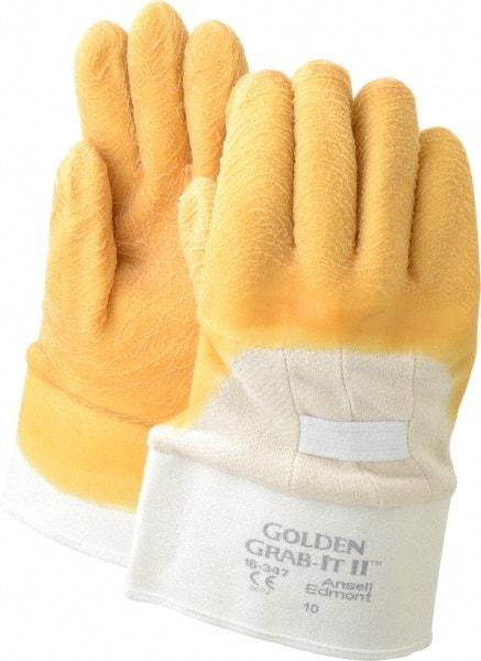 Ansell - Size XL (10) Rubber Coated Jersey General Protection Work Gloves - For General Purpose, Palm & Fingers Coated, Safety Cuff, Full Fingered, Tan, Paired - Makers Industrial Supply