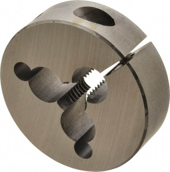 Cle-Line - 3/8-16 UNC Thread, 2" Outside Diam Carbon Steel Round Die - 5/8" Thick, Right Hand Thread, Adjustable - Exact Industrial Supply