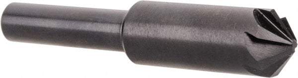 Hertel - 3/8" Head Diam, 1/4" Shank Diam, 6 Flute 100° High Speed Steel Countersink - 2" OAL, Straight Shank - Makers Industrial Supply