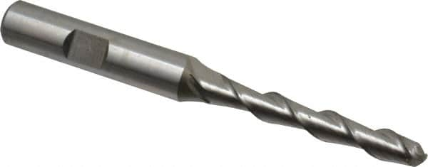 Hertel - 1/4" Diam, 1-3/4" LOC, 2 Flute Cobalt Ball End Mill - Uncoated, Single End, 3-1/2" OAL, 3/8" Shank Diam - Makers Industrial Supply