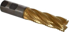 Hertel - 1" Diam, 3" LOC, 5 Flute Cobalt Roughing & Finishing Square End Mill - TiN Finish, 5-1/2" OAL, 1" Shank Diam, Weldon Shank, Centercutting - Makers Industrial Supply