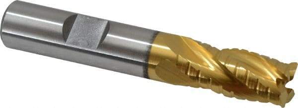 Hertel - 1/2" Diam, 1" LOC, 4 Flute Cobalt Roughing & Finishing Square End Mill - TiN Finish, 3" OAL, 1/2" Shank Diam, Weldon Shank, Centercutting - Makers Industrial Supply