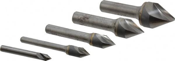 Hertel - 5 Piece, 1/4 to 1" Head Diam, 60° Included Angle, Countersink Set - Makers Industrial Supply