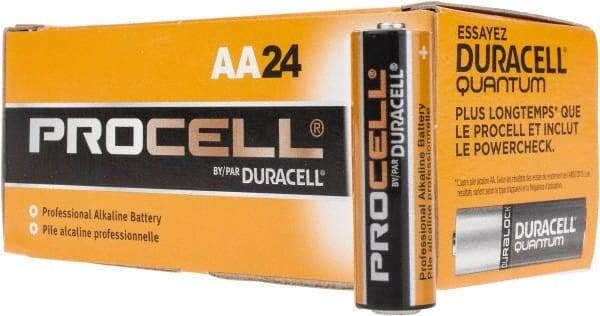 Duracell - Size AA, Alkaline, 24 Pack, Standard Battery - 1.5 Volts, Button Tab Terminal - Makers Industrial Supply