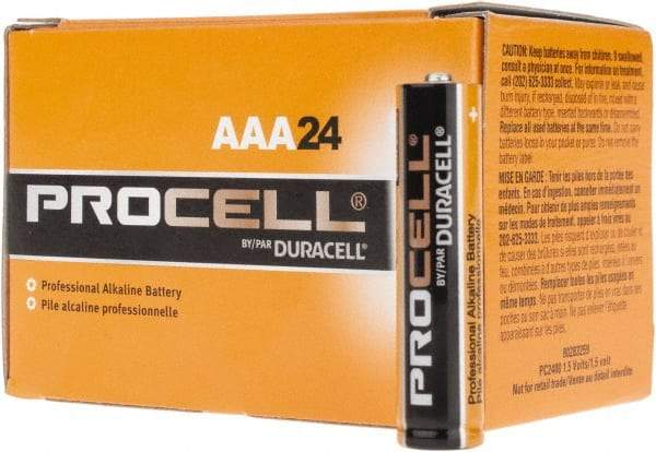 Duracell - Size AAA, Alkaline, 24 Pack, Standard Battery - 1.5 Volts, Button Tab Terminal - Makers Industrial Supply