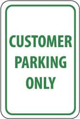 NMC - "Customer Parking Only", 12" Wide x 18" High, Aluminum Reserved Parking Signs - 0.063" Thick, Green on White, Rectangle, Post Mount - Makers Industrial Supply