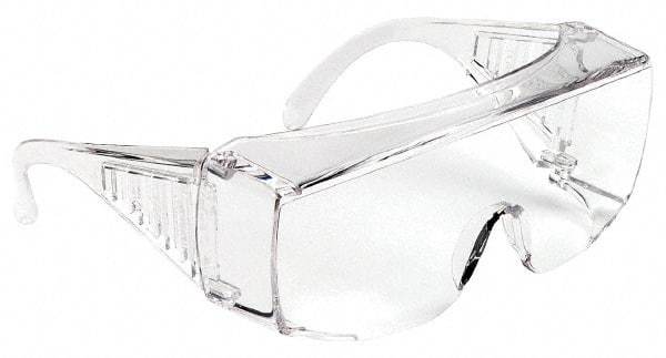 MCR Safety - Clear Lenses, Framed Safety Glasses - Scratch Resistant, Clear Polycarbonate Frame, Size Universal, Wrap Around - Makers Industrial Supply