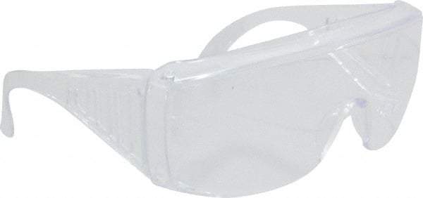 MCR Safety - Clear Lenses, Framed Safety Glasses - Uncoated Lenses, Clear Polycarbonate Frame, Size Universal, Over the Glasses - Makers Industrial Supply