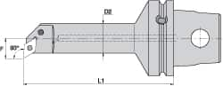 Kennametal - Right Hand Cut, Size KM63, DN.. Insert Compatiblity, Internal Modular Turning & Profiling Cutting Unit Head - 17mm Ctr to Cutting Edge, 125mm Head Length, Through Coolant, Series Kenlever - Makers Industrial Supply