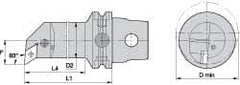 Kennametal - Left Hand Cut, Size KM63, DN.. Insert Compatiblity, Internal Modular Turning & Profiling Cutting Unit Head - 35mm Ctr to Cutting Edge, 170mm Head Length, Through Coolant, Series Kenlever - Makers Industrial Supply