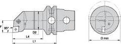 Kennametal - Right Hand Cut, Size KM63, CN.. Insert Compatiblity, Internal Modular Turning & Profiling Cutting Unit Head - 22mm Ctr to Cutting Edge, 140mm Head Length, Through Coolant, Series Kenlever - Makers Industrial Supply