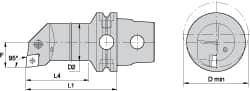 Kennametal - Right Hand Cut, Size KM63, CN.. Insert Compatiblity, Internal Modular Turning & Profiling Cutting Unit Head - 35mm Ctr to Cutting Edge, 170mm Head Length, Through Coolant, Series Kenlever - Makers Industrial Supply