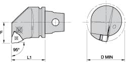 Kennametal - Left Hand Cut, Size KM32, WN.. Insert Compatiblity, Internal Modular Turning & Profiling Cutting Unit Head - 22mm Ctr to Cutting Edge, 35mm Head Length, Through Coolant, Series Kenlever - Makers Industrial Supply