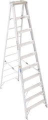 Werner - 9 Steps, 10' High, Type IAA Rating, Aluminum Step Ladder - 375 Lb Capacity, 31-3/4" Base Width - Makers Industrial Supply