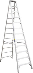 Werner - 11 Steps, 12' High, Type IAA Rating, Aluminum Step Ladder - 375 Lb Capacity, 35-1/4" Base Width - Makers Industrial Supply